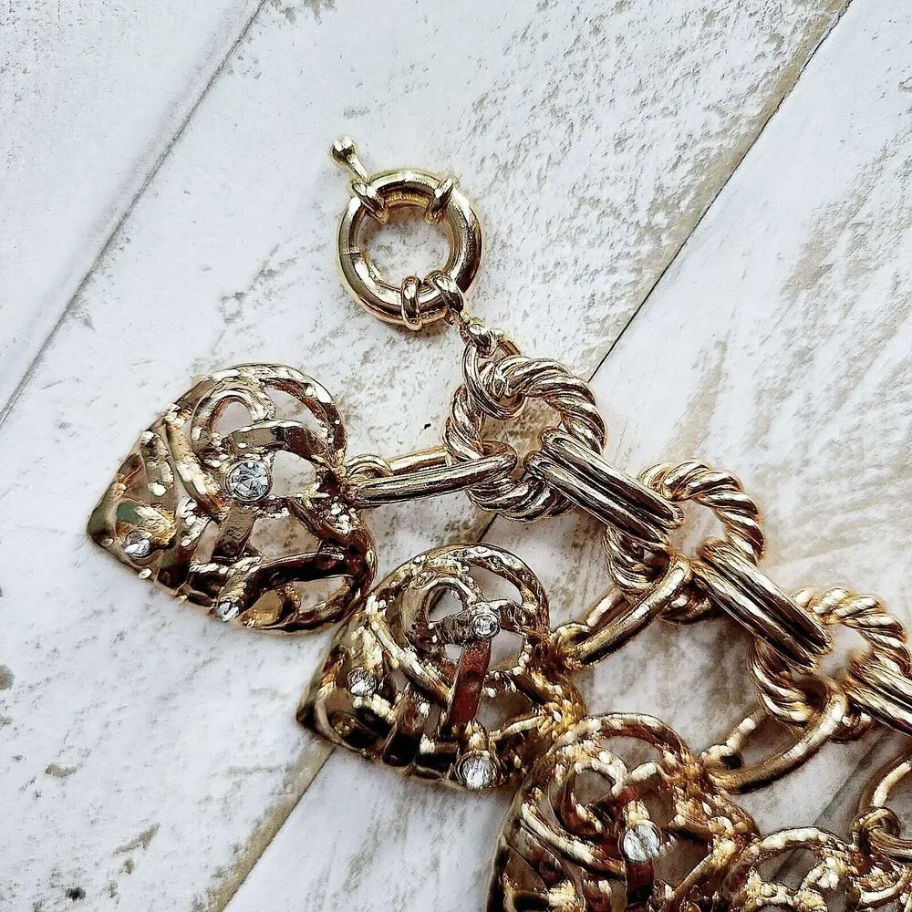 Graziano Heart Dangle Gold Tone Charm Bracelet - Picture 5 of 6